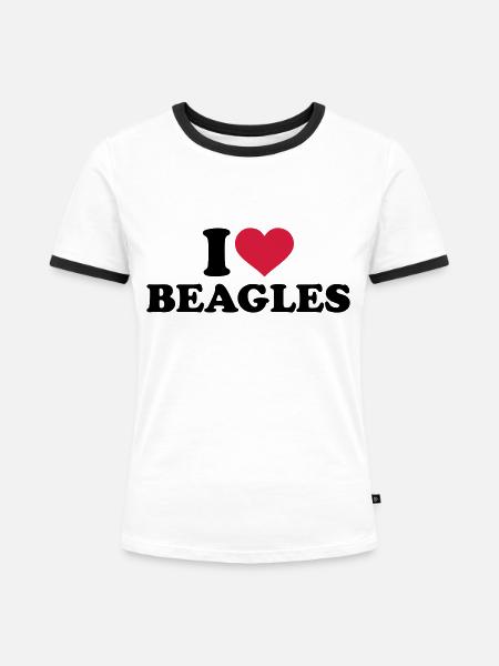 Beagle - Frauen Kontrast-T-Shirt - Weiß/Schwarz