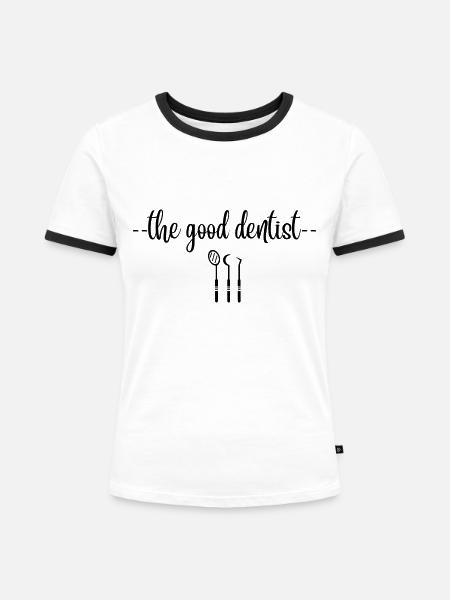 Der richtige Zahnarzt - Frauen Kontrast-T-Shirt - Weiß/Schwarz
