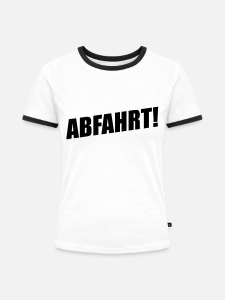 ABFAHRT - Frauen Kontrast-T-Shirt - Weiß/Schwarz