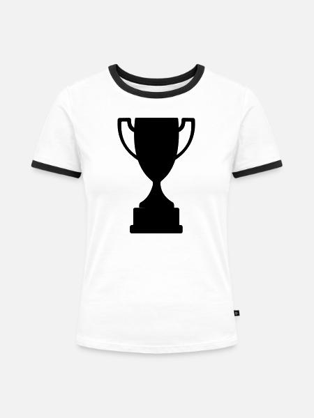 Pokal Sportpokal - Frauen Kontrast-T-Shirt - Weiß/Schwarz
