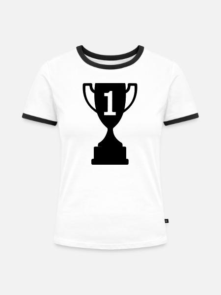Pokalsport Nummer 1 - Frauen Kontrast-T-Shirt - Weiß/Schwarz
