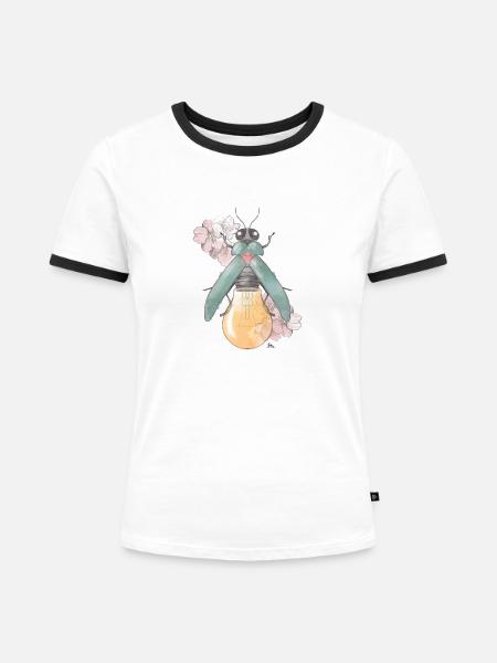 Birne | Blüte | Käferchen - Frauen Kontrast-T-Shirt - Weiß/Schwarz