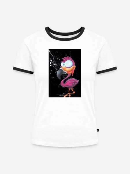 Flymingo 2 - Frauen Kontrast-T-Shirt - Weiß/Schwarz