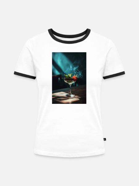 Rauchiger Minz-Zitrus-Cocktail - Frauen Kontrast-T-Shirt - Weiß/Schwarz