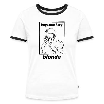 BLONDE Albumcover - Frauen Kontrast-T-Shirt - Weiß/Schwarz - Vorne - Selfina (174cm)