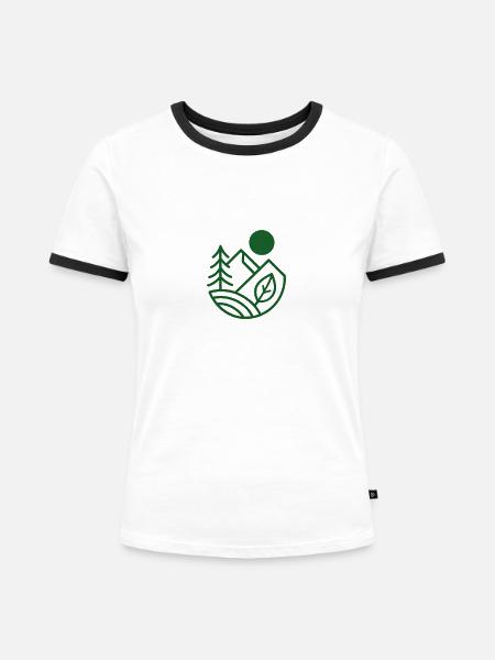 Green Horizon Lineare Natur - Frauen Kontrast-T-Shirt - Weiß/Schwarz