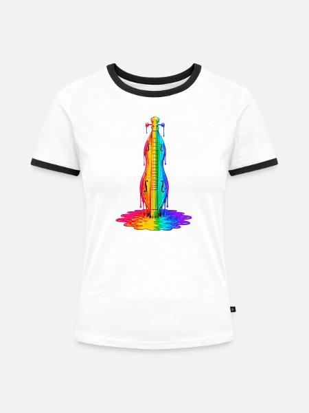Musiker Zupfinstrument Hackbrett Dulcimer - Frauen Kontrast-T-Shirt - Weiß/Schwarz