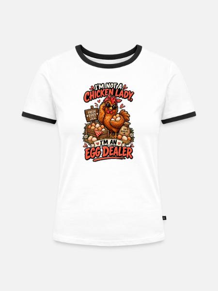 Chicken Lady Egg Dealer - Frauen Kontrast-T-Shirt - Weiß/Schwarz