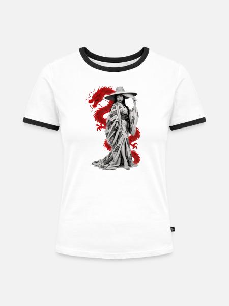 GOLDGRÄBER - Frauen Kontrast-T-Shirt - Weiß/Schwarz