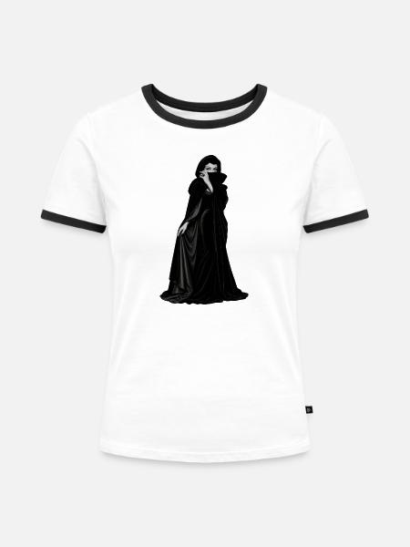 ZUM UNTERGANG VERURTEILT - Frauen Kontrast-T-Shirt - Weiß/Schwarz