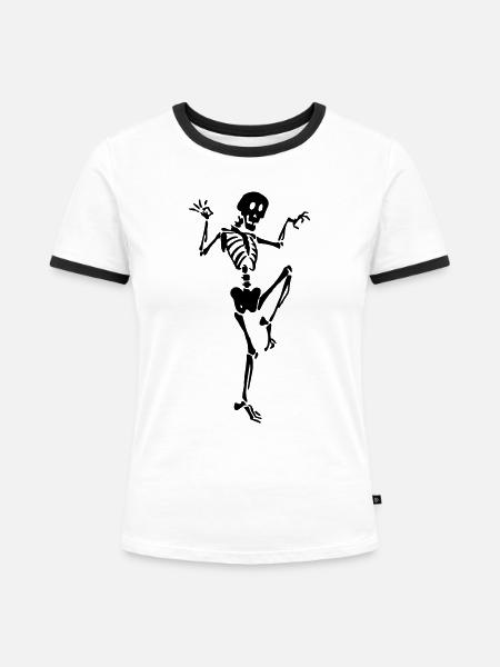 Skelett - Frauen Kontrast-T-Shirt - Weiß/Schwarz