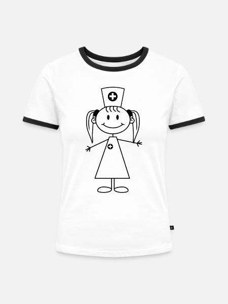 Nurse - Frauen Kontrast-T-Shirt - Weiß/Schwarz