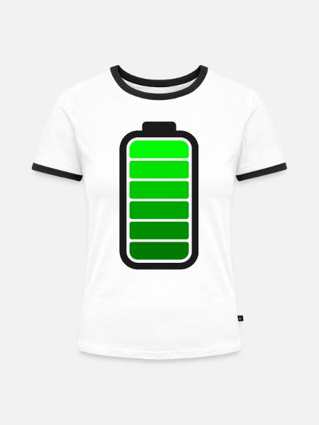 FULL BATTERY - Black - Frauen Kontrast-T-Shirt - Weiß/Schwarz