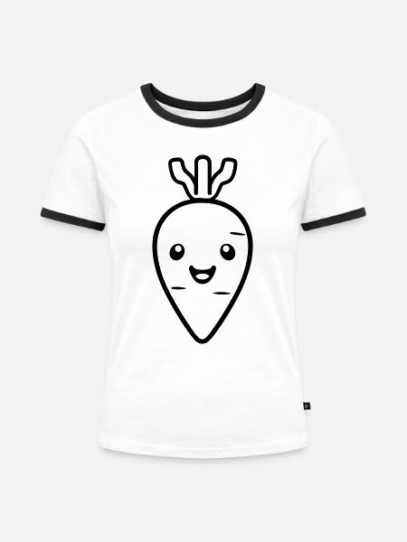 Karotte - Frauen Kontrast-T-Shirt - Weiß/Schwarz