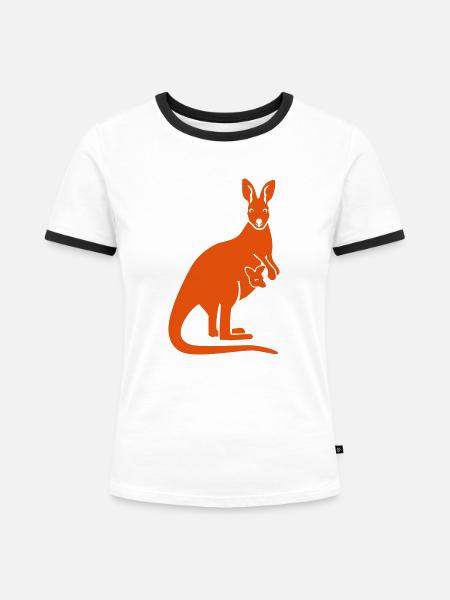 Känguru - Frauen Kontrast-T-Shirt - Weiß/Schwarz