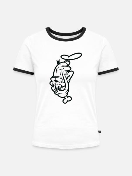 zyklop - Frauen Kontrast-T-Shirt - Weiß/Schwarz