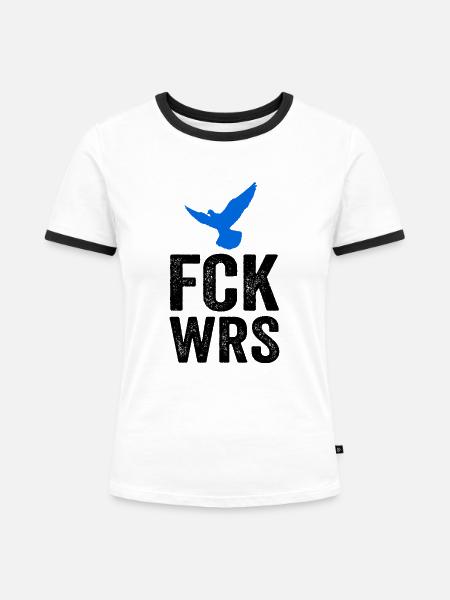 FCK WRS - Frauen Kontrast-T-Shirt - Weiß/Schwarz