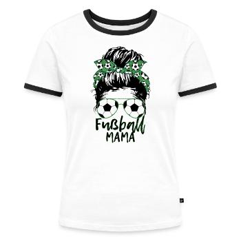 Fussball Fußball Mama stolz Nachwuchs Fußballer - Frauen Kontrast-T-Shirt - Weiß/Schwarz - Vorne - Selfina (174cm)