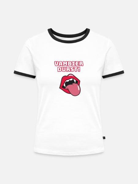 vambier,durst,vambier durst,vampir,helloween,bier - Frauen Kontrast-T-Shirt - Weiß/Schwarz