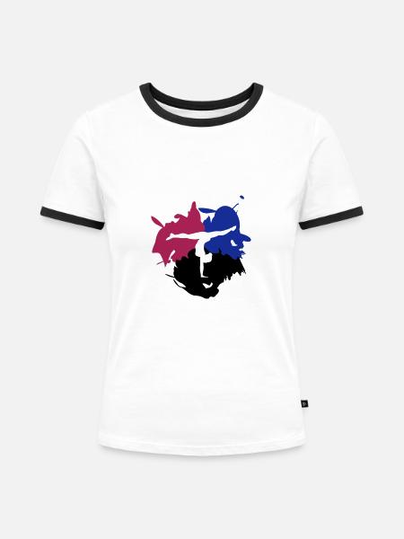Turnen, Turner & Farb - Splash - Frauen Kontrast-T-Shirt - Weiß/Schwarz