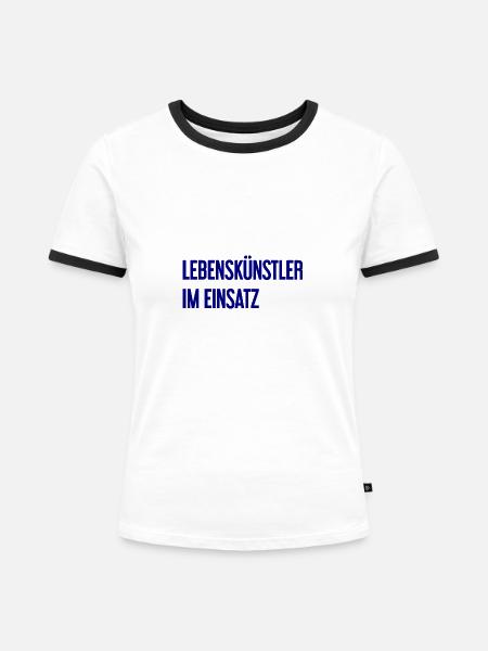 Lebenskünstler im Einsatz - Frauen Kontrast-T-Shirt - Weiß/Schwarz