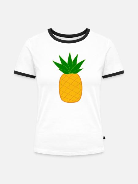 Ananas minimal Geschenk  - Frauen Kontrast-T-Shirt - Weiß/Schwarz