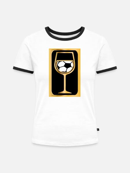 Weißwein Fußballerin - Frauen Kontrast-T-Shirt - Weiß/Schwarz