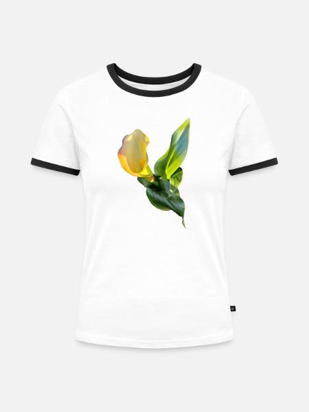 GELBE CALLA-LILIE - Frauen Kontrast-T-Shirt - Weiß/Schwarz
