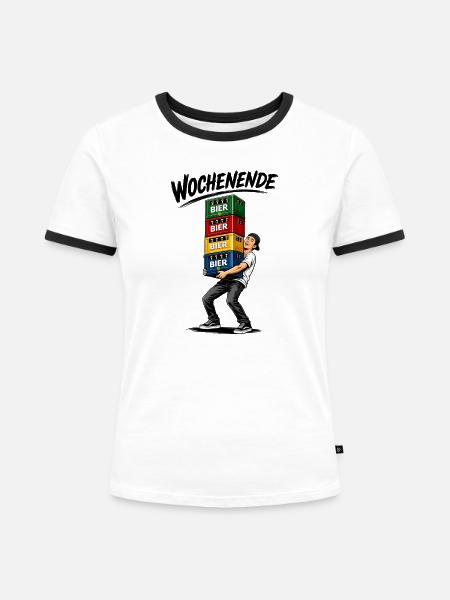 Partyzeit mit Bier und Freunden - Frauen Kontrast-T-Shirt - Weiß/Schwarz