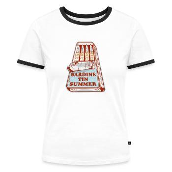 Sardinen Sommer - Frauen Kontrast-T-Shirt - Weiß/Schwarz - Vorne - Selfina (174cm)