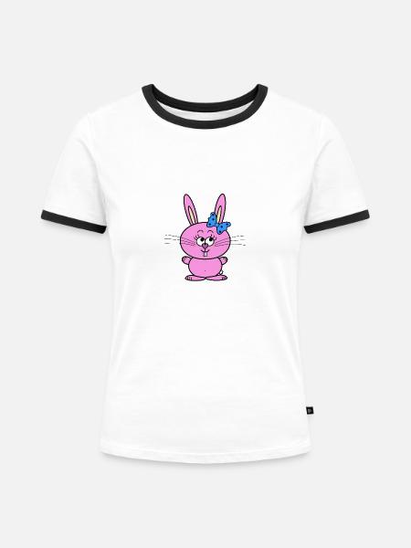 Osterhase - Frauen Kontrast-T-Shirt - Weiß/Schwarz