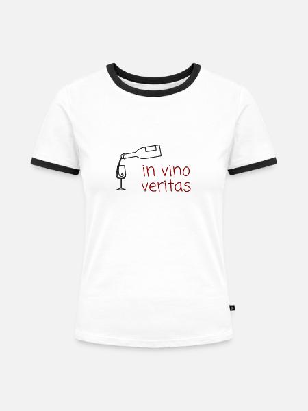 In vino veritas - Frauen Kontrast-T-Shirt - Weiß/Schwarz