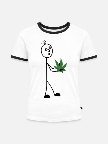 Hobbygärtner Strichmännchen - Frauen Kontrast-T-Shirt - Weiß/Schwarz