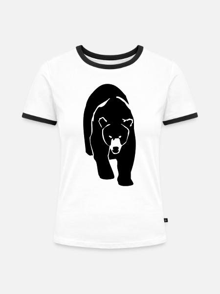 Grizzly Bear - Frauen Kontrast-T-Shirt - Weiß/Schwarz