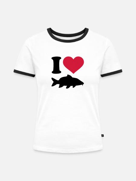 Karpfen - Frauen Kontrast-T-Shirt - Weiß/Schwarz
