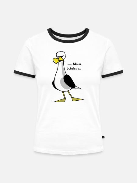 Sei eine Möwe ... - Frauen Kontrast-T-Shirt - Weiß/Schwarz