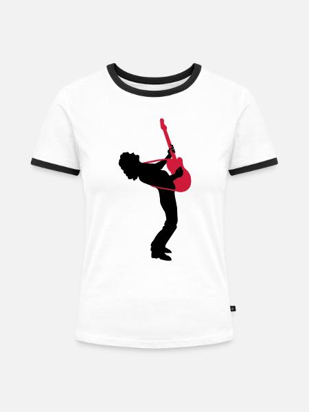guitar player - Frauen Kontrast-T-Shirt - Weiß/Schwarz