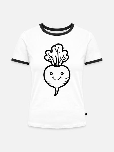 Rübe - Frauen Kontrast-T-Shirt - Weiß/Schwarz