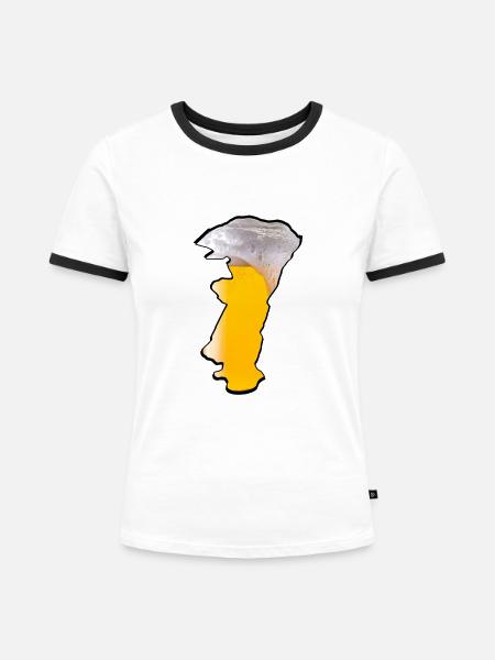 Elsässer Bier - Frauen Kontrast-T-Shirt - Weiß/Schwarz