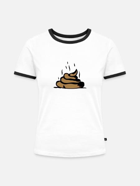 pfui Scheiße Mist poop - Frauen Kontrast-T-Shirt - Weiß/Schwarz