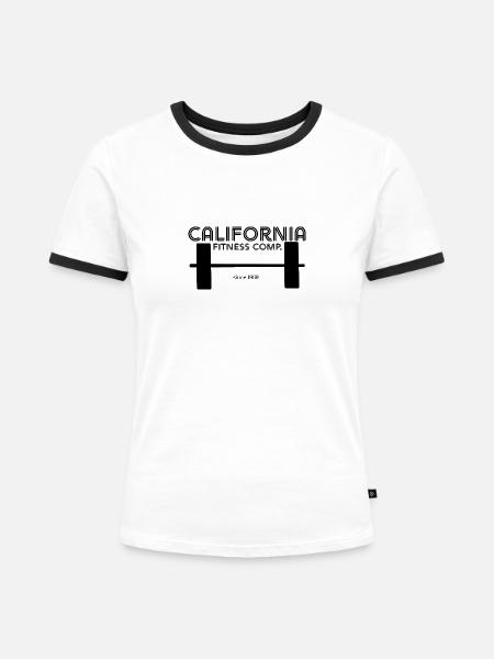 California Fitness Comp. - Frauen Kontrast-T-Shirt - Weiß/Schwarz