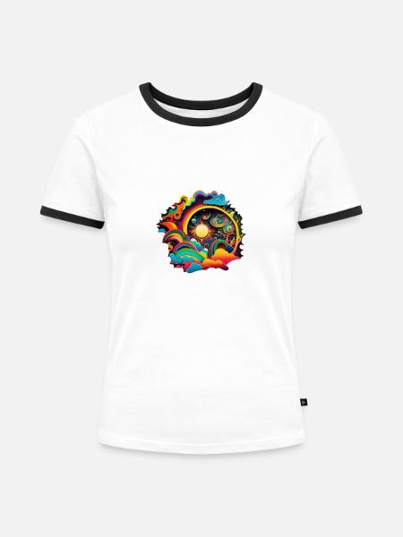 SURREAL - Frauen Kontrast-T-Shirt - Weiß/Schwarz