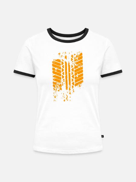 Spur des Reifens - Frauen Kontrast-T-Shirt - Weiß/Schwarz