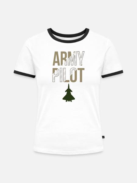 Armee Pilot - Frauen Kontrast-T-Shirt - Weiß/Schwarz