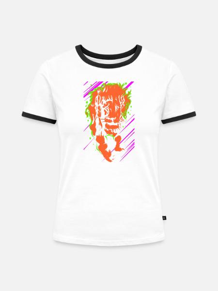 Lion - Frauen Kontrast-T-Shirt - Weiß/Schwarz