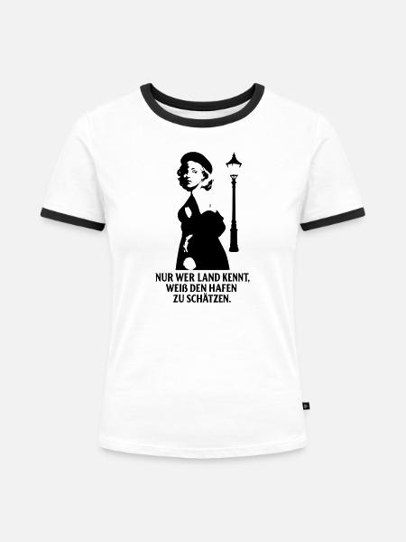 hafen leichtes mädchen - Frauen Kontrast-T-Shirt - Weiß/Schwarz