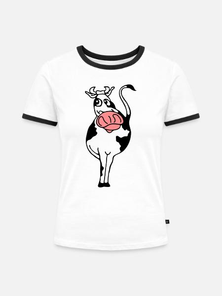 Stier - Frauen Kontrast-T-Shirt - Weiß/Schwarz