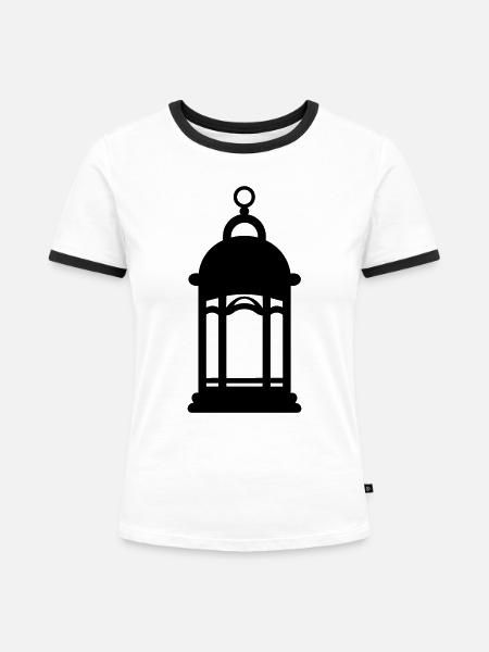 Laterne - Frauen Kontrast-T-Shirt - Weiß/Schwarz