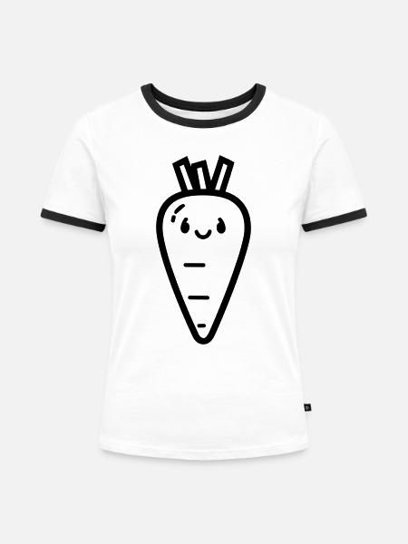 Karotte - Frauen Kontrast-T-Shirt - Weiß/Schwarz