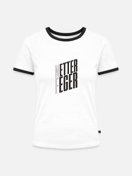 Netter Feger - Frauen Kontrast-T-Shirt - Weiß/Schwarz